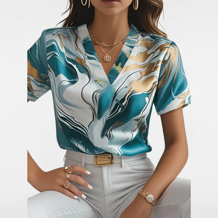 XYRIEL | BLOUSE EN IMPRIMÉ MARBRE ÉLÉGANTE