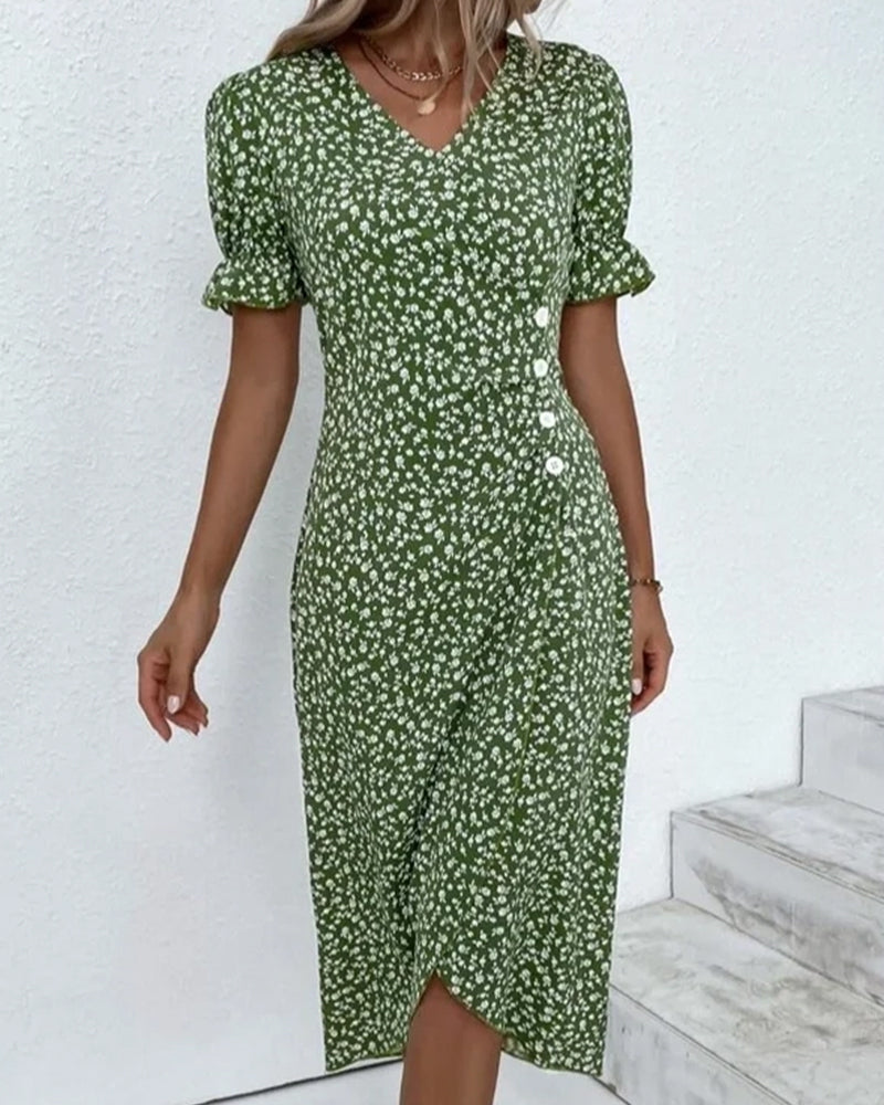 Sophie™ | Robe à Manches Courtes avec Imprimé Floral