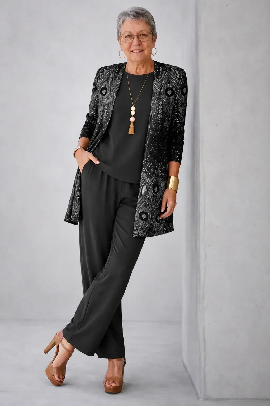 Armande™ | Ensemble Trois Pièces Noir Paisley