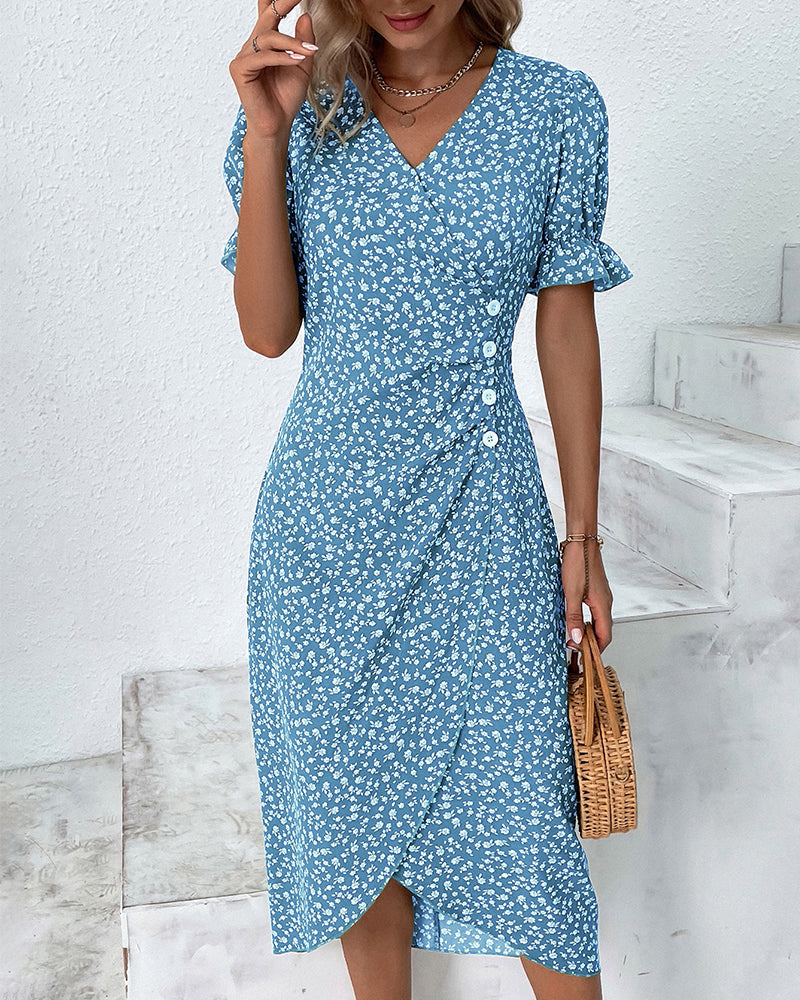Sophie™ | Robe à Manches Courtes avec Imprimé Floral