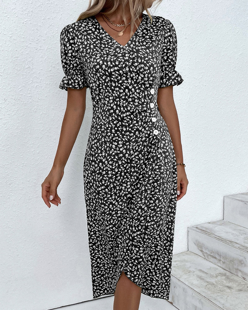 Sophie™ | Robe à Manches Courtes avec Imprimé Floral