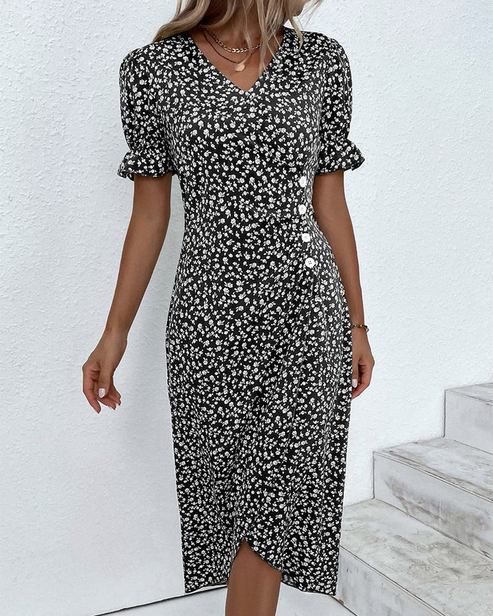 Sophie™ | Robe à Manches Courtes avec Imprimé Floral