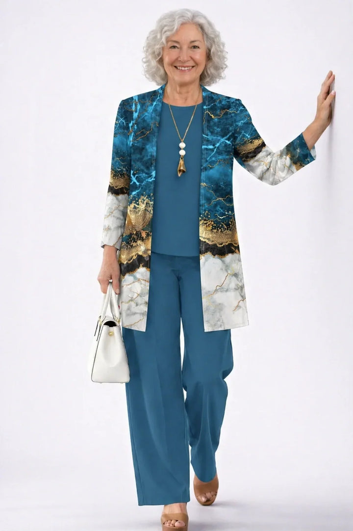 Alma™ | Ensemble Trois Pièces Sarcelle Marbré