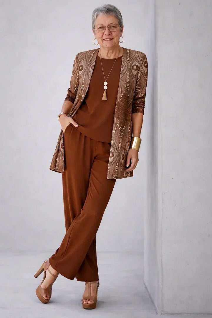 Anita™ | Ensemble Trois Pièces Rouille Paisley