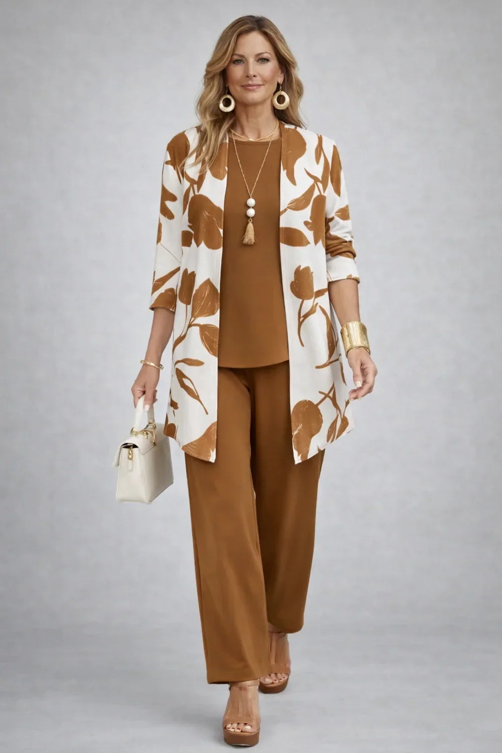 Lise™ | Ensemble Trois Pièces Caramel Feuillu