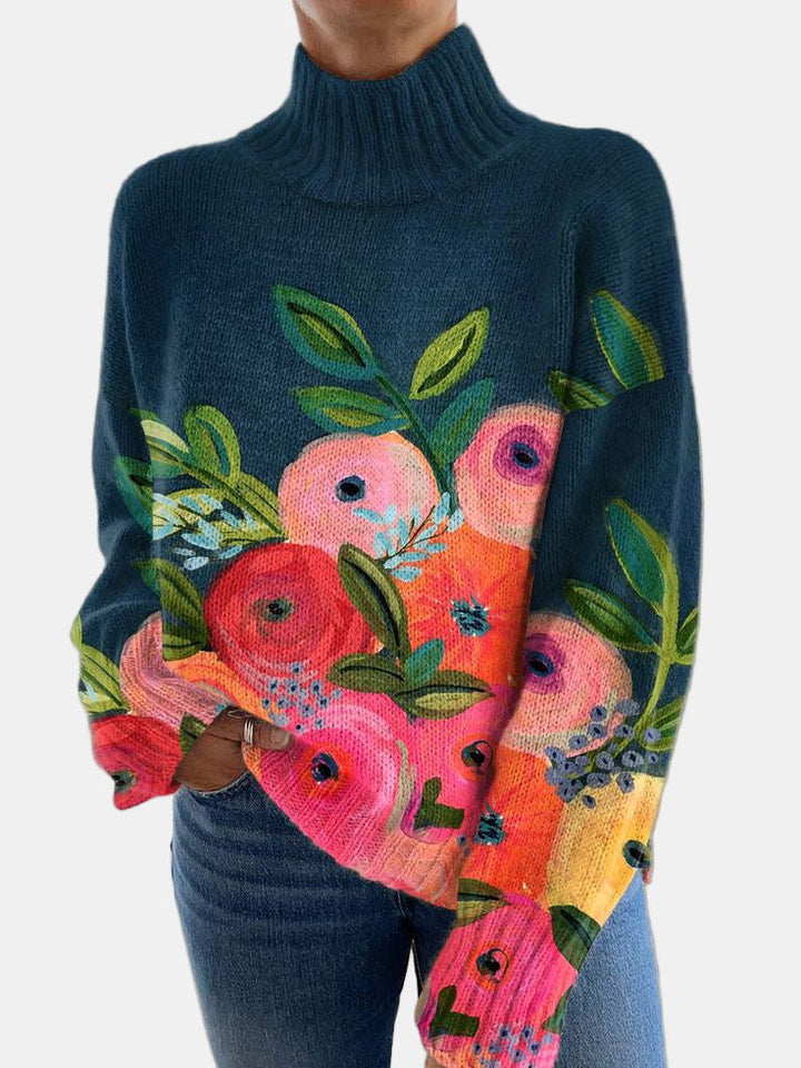 Tessa | Pull Col Roulé Imprimé Fleurs