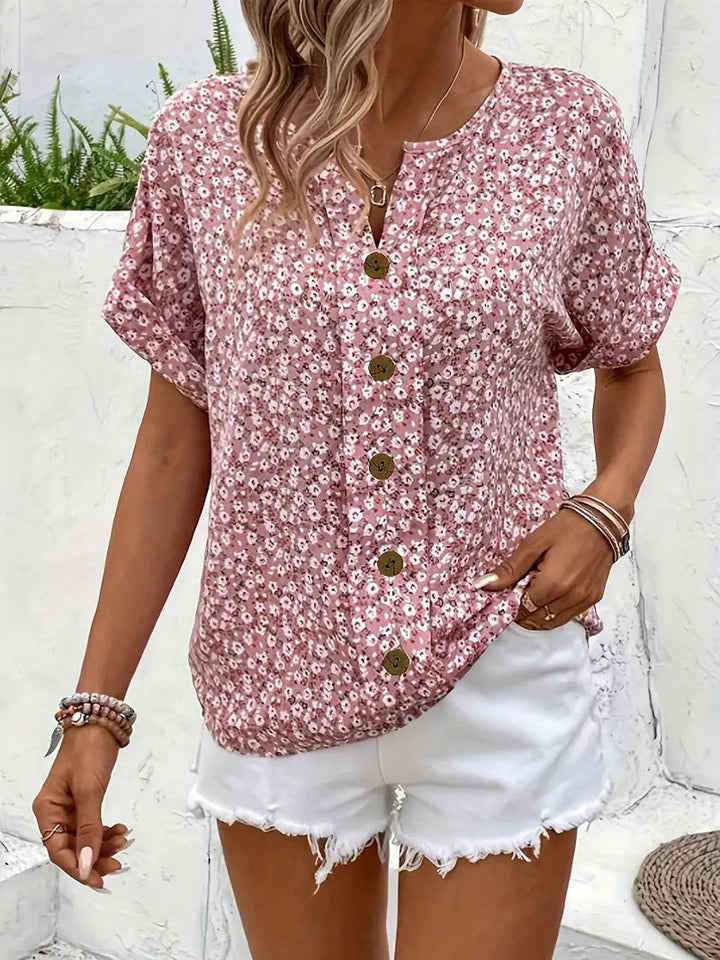 GRACEY | BLOUSE D'ÉTÉ CHIC À BOUTON