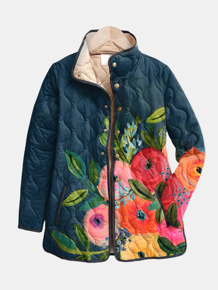 Rita - veste matelassée fleurie détail