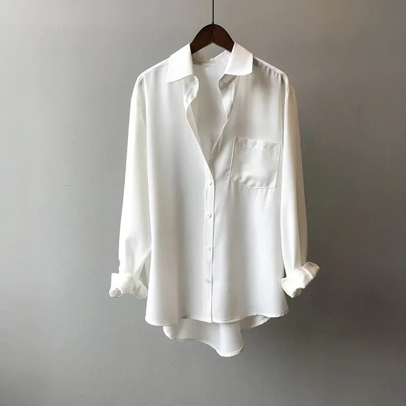 VIVIAN | CHEMISE À COL REVER LONGUE À MANCHES CASUAL
