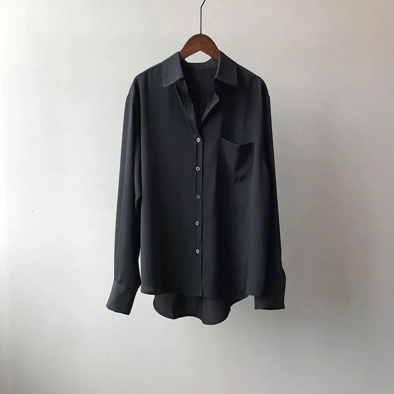VIVIAN | CHEMISE À COL REVER LONGUE À MANCHES CASUAL