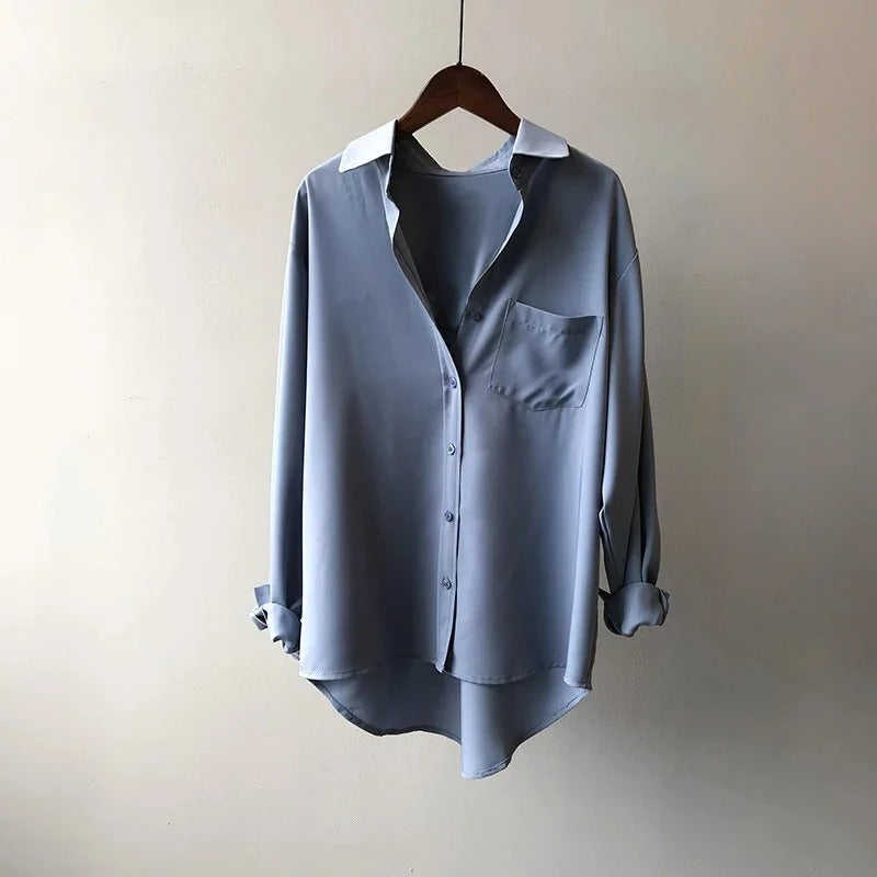 VIVIAN | CHEMISE À COL REVER LONGUE À MANCHES CASUAL