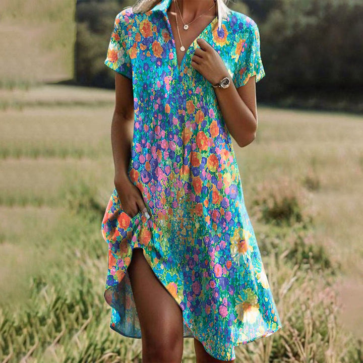 Micheline robe d'été - Bleu