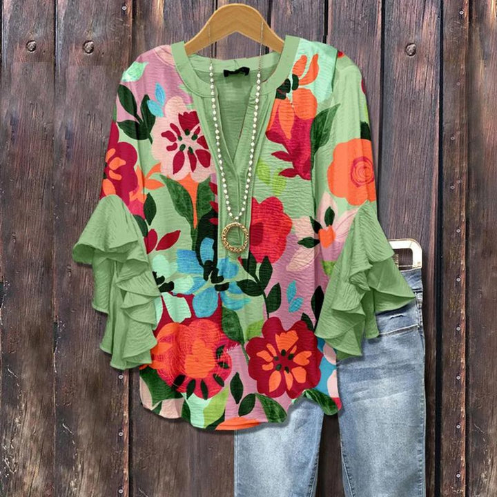 REGINE | BLOUSE À MANCHES VOLANTÉES FLEURIE ÉTERNELLE