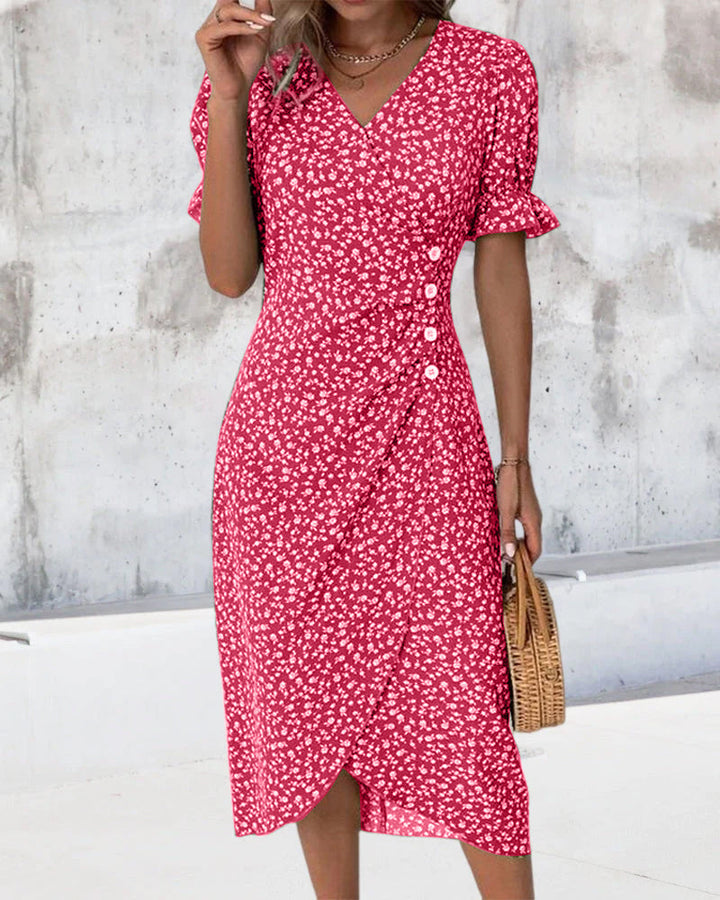 Sophie™ | Robe à Manches Courtes avec Imprimé Floral