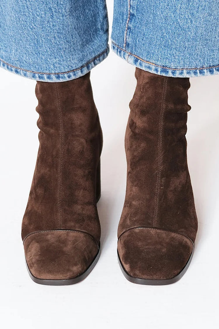 Bottines Monique détail du talon et du bout carré