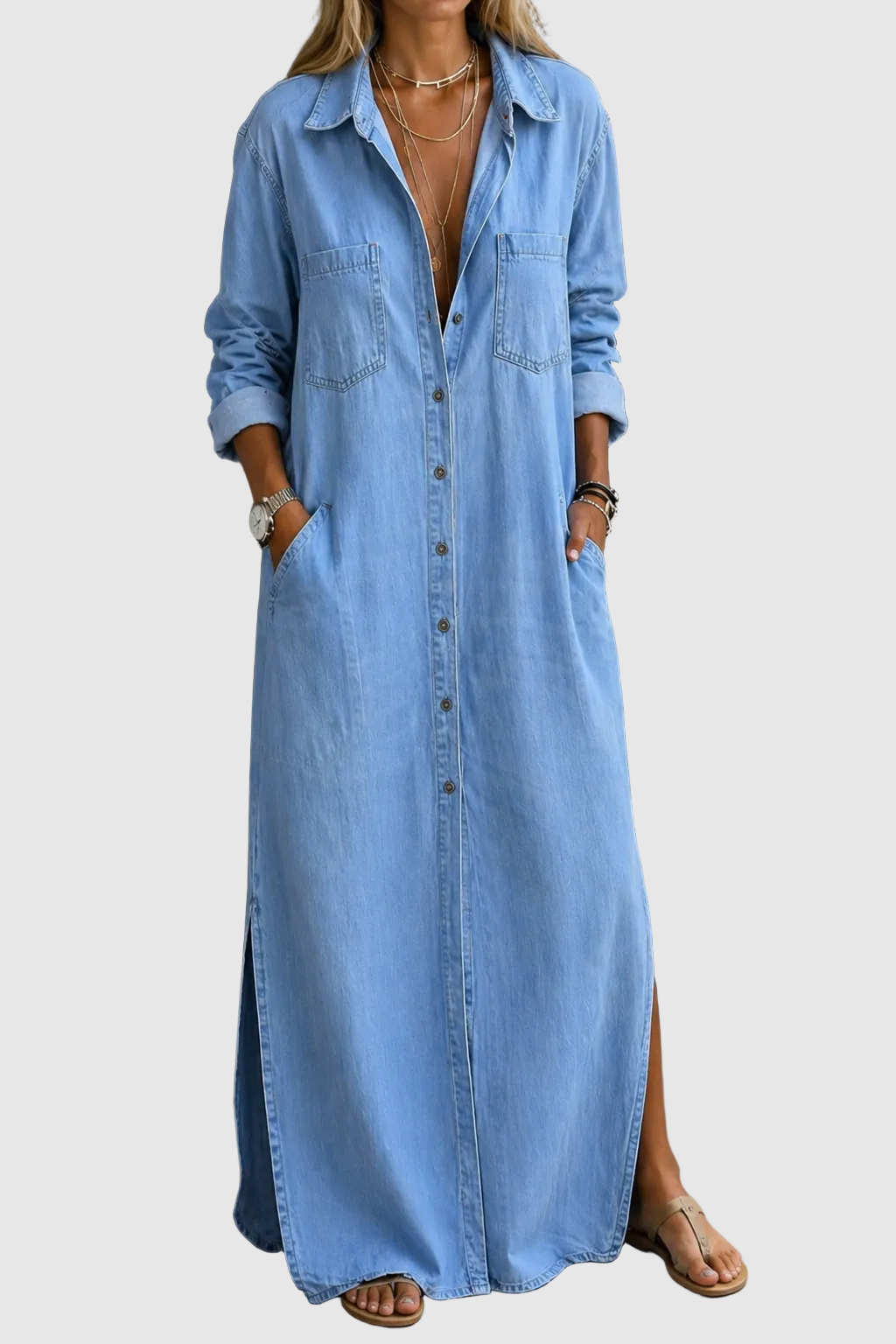 Andrea | Robe en Jean Boutonnée