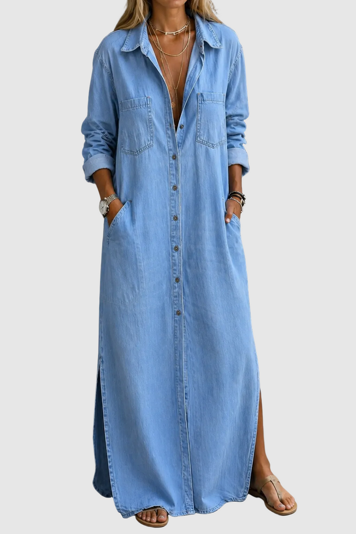 Andrea | Robe en Jean Boutonnée