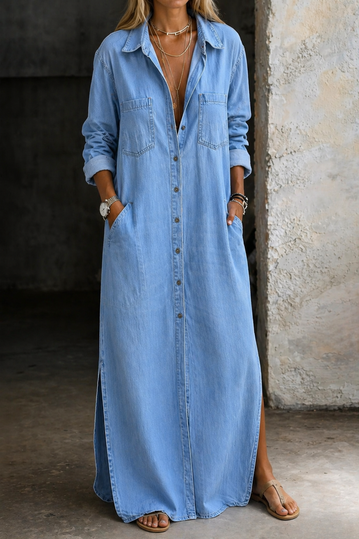Andrea | Robe en Jean Boutonnée
