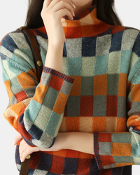 Tynara | Pull Col Montant Patchwork Chic