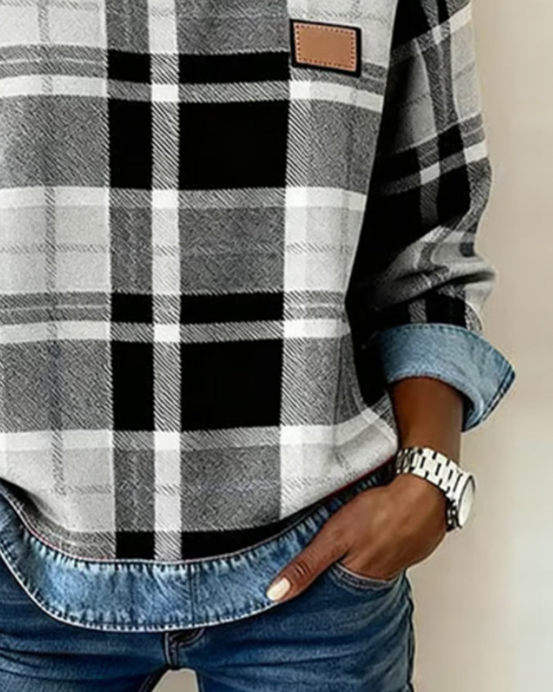 Sweat à la mode avec patchwork à carreaux