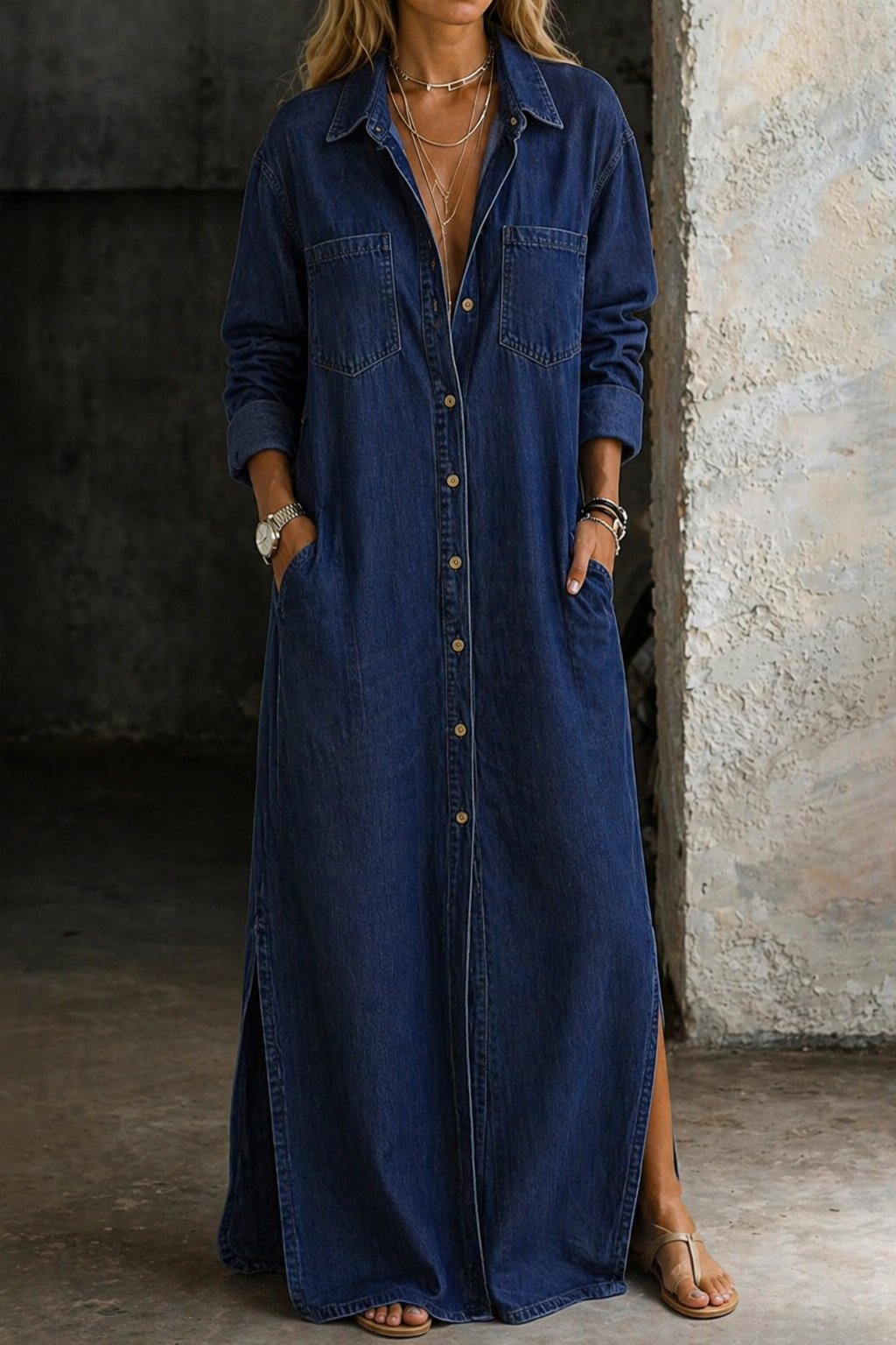 Andrea | Robe en Jean Boutonnée