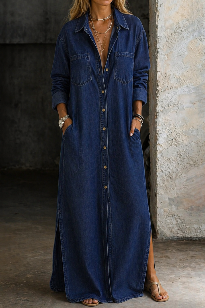 Andrea | Robe en Jean Boutonnée