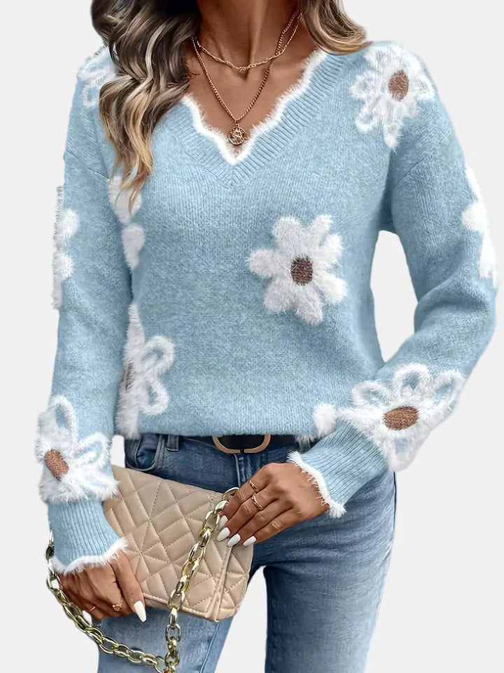 Charlotte | Pull Floral V-Neck Intemporel