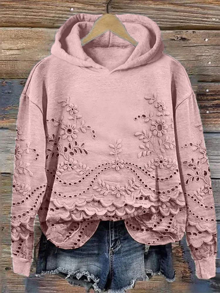 Rosa™ | Hoodie avec Détails en Dentelle
