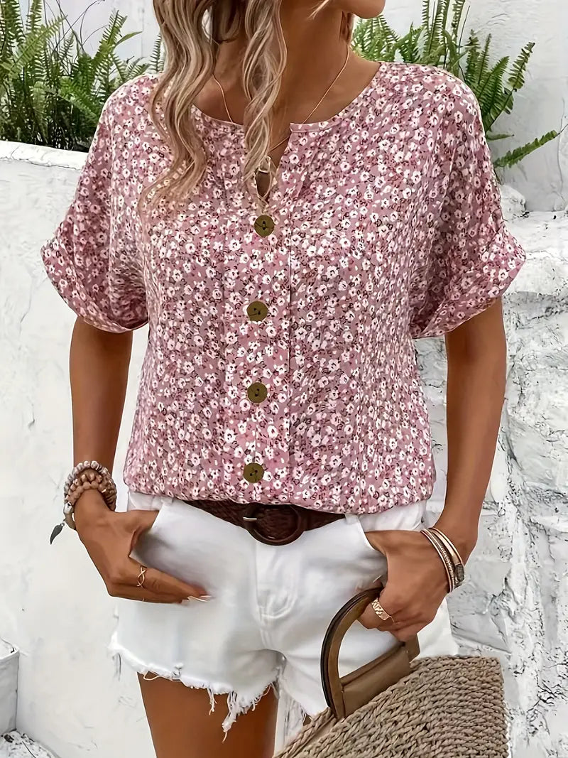 GRACEY | BLOUSE D'ÉTÉ CHIC À BOUTON