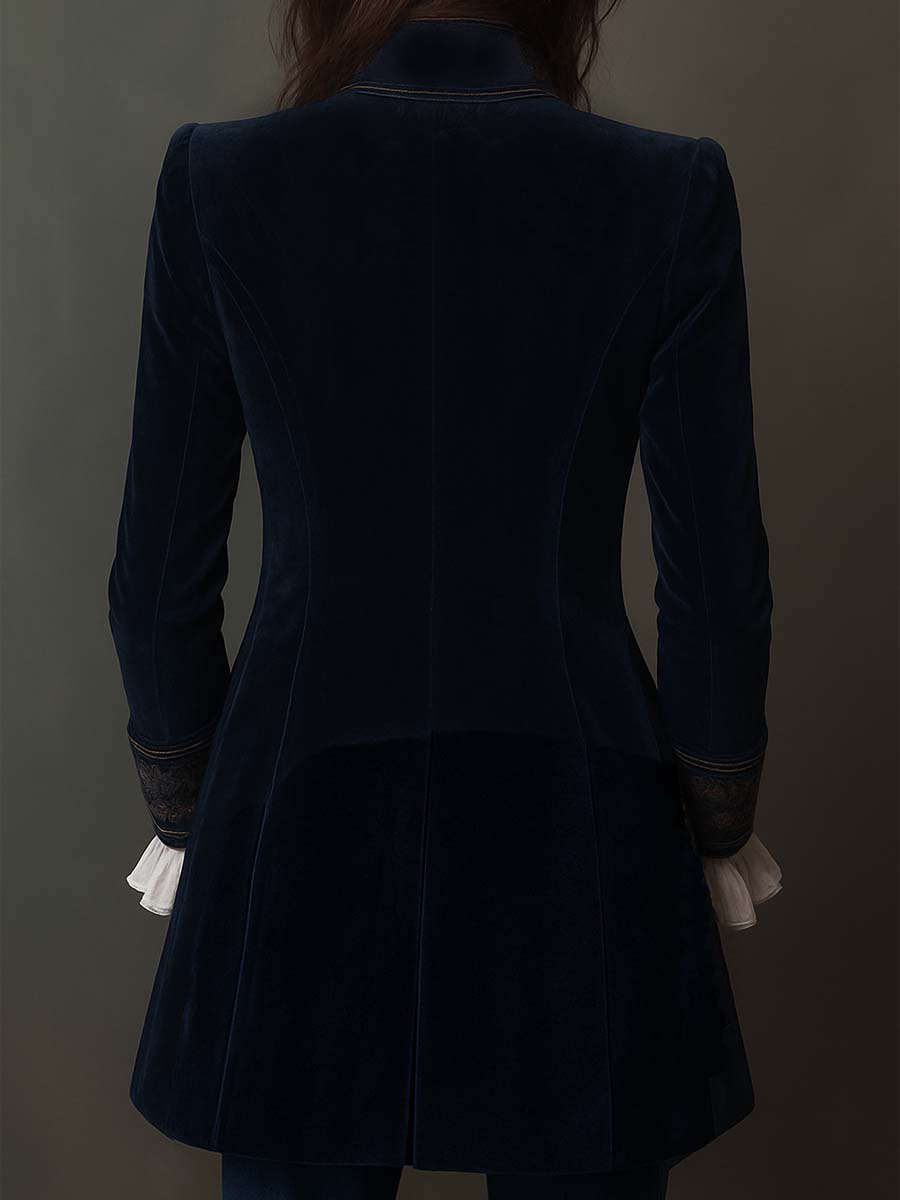 Erica | Veste longue en velours brodé
