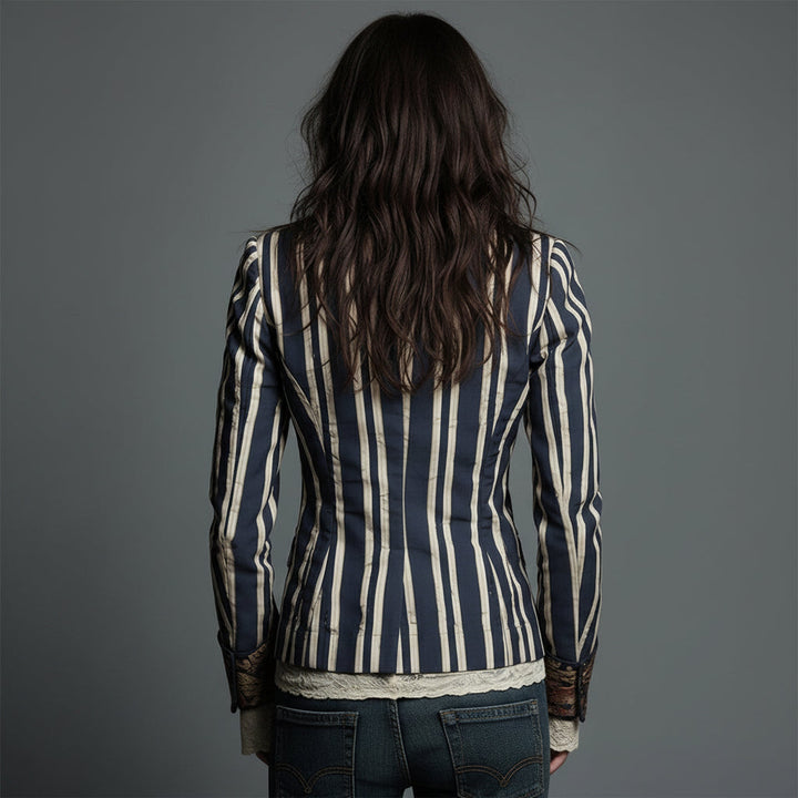 Béatrice | Blazer rayé à détails floraux tissés