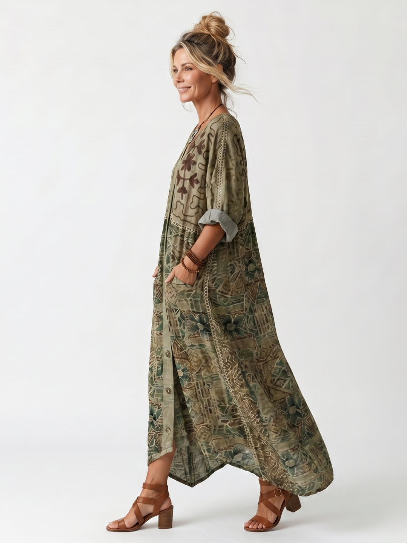 Suzanne robe midi oversize - détail