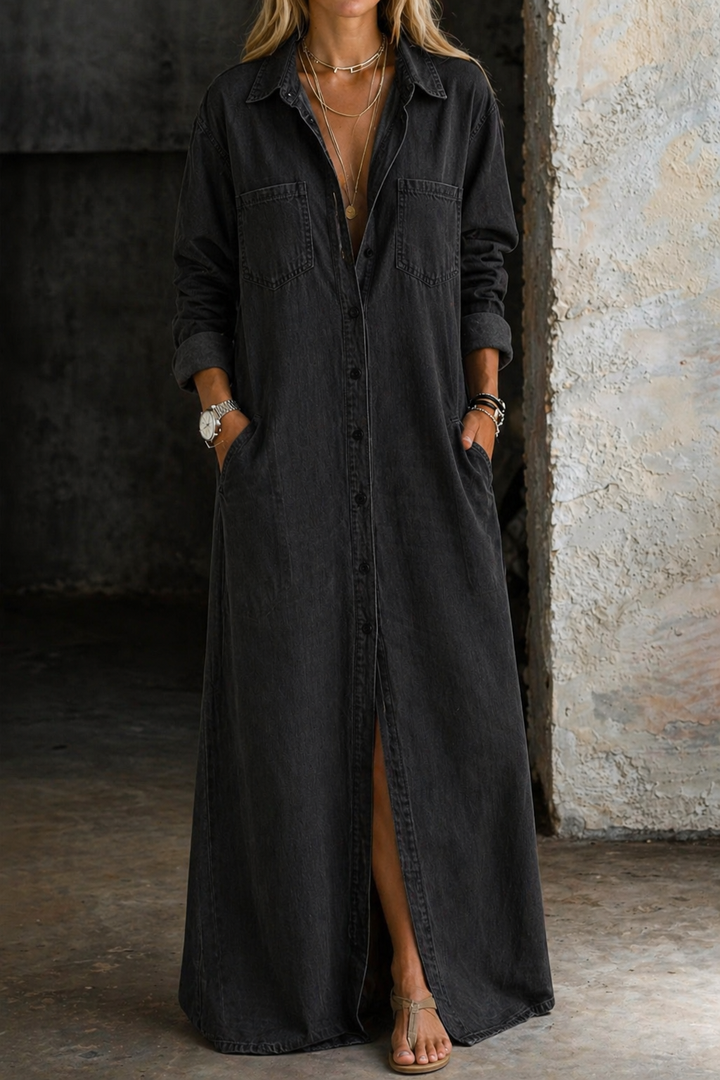 Andrea | Robe en Jean Boutonnée