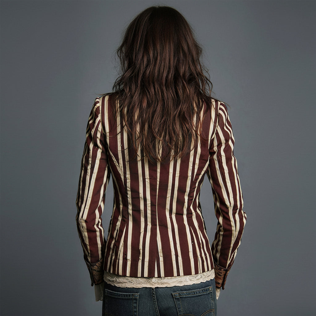 Béatrice | Blazer rayé à détails floraux tissés