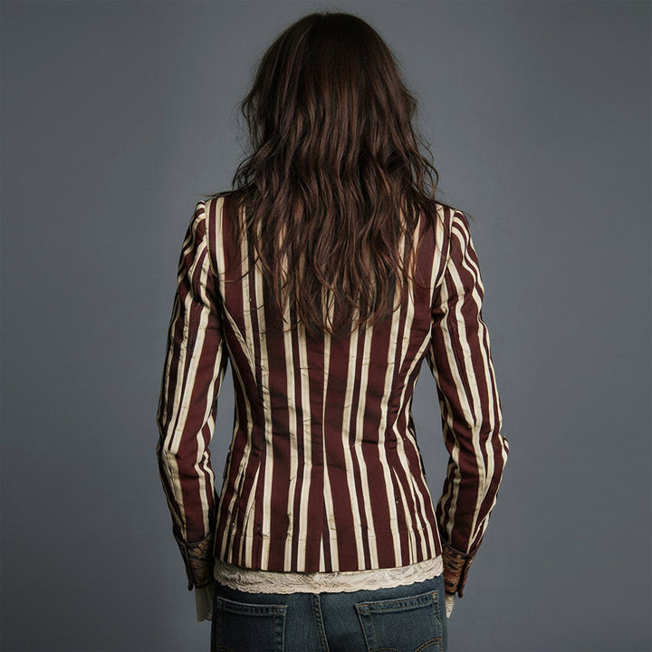 Béatrice | Blazer rayé à détails floraux tissés
