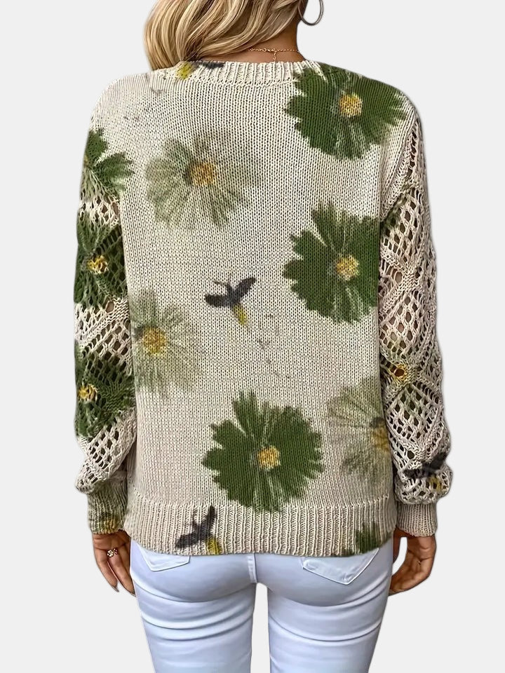 Amelie | Pull V-Neck Floral Élégant