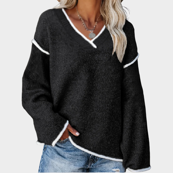 Colette | Pull Tricoté à Manches Longues en V