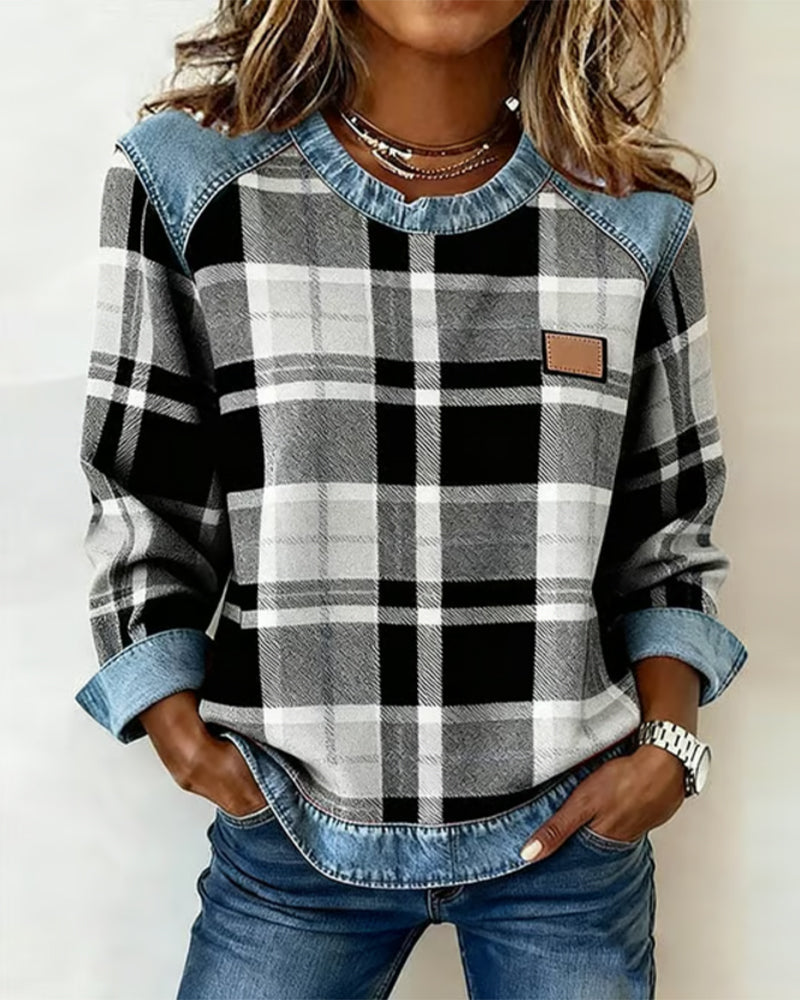 Sweat à la mode avec patchwork à carreaux