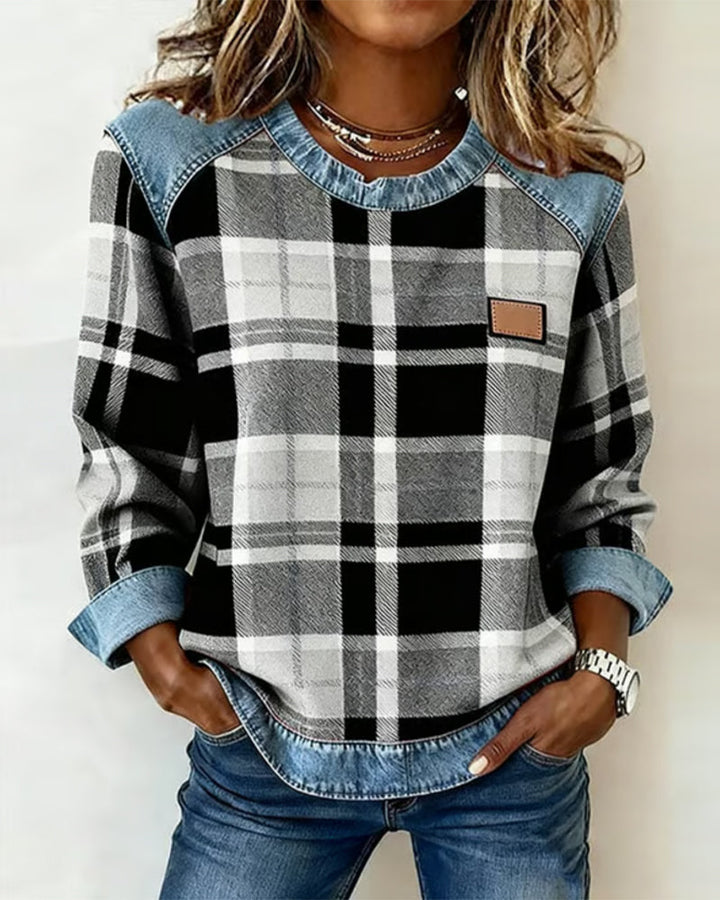 Sweat à la mode avec patchwork à carreaux