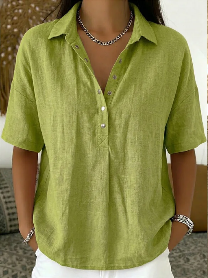 Claire | Blouse Élégante avec Col et Détails Boutonnés