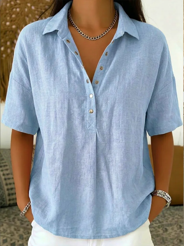 Claire | Blouse Élégante avec Col et Détails Boutonnés