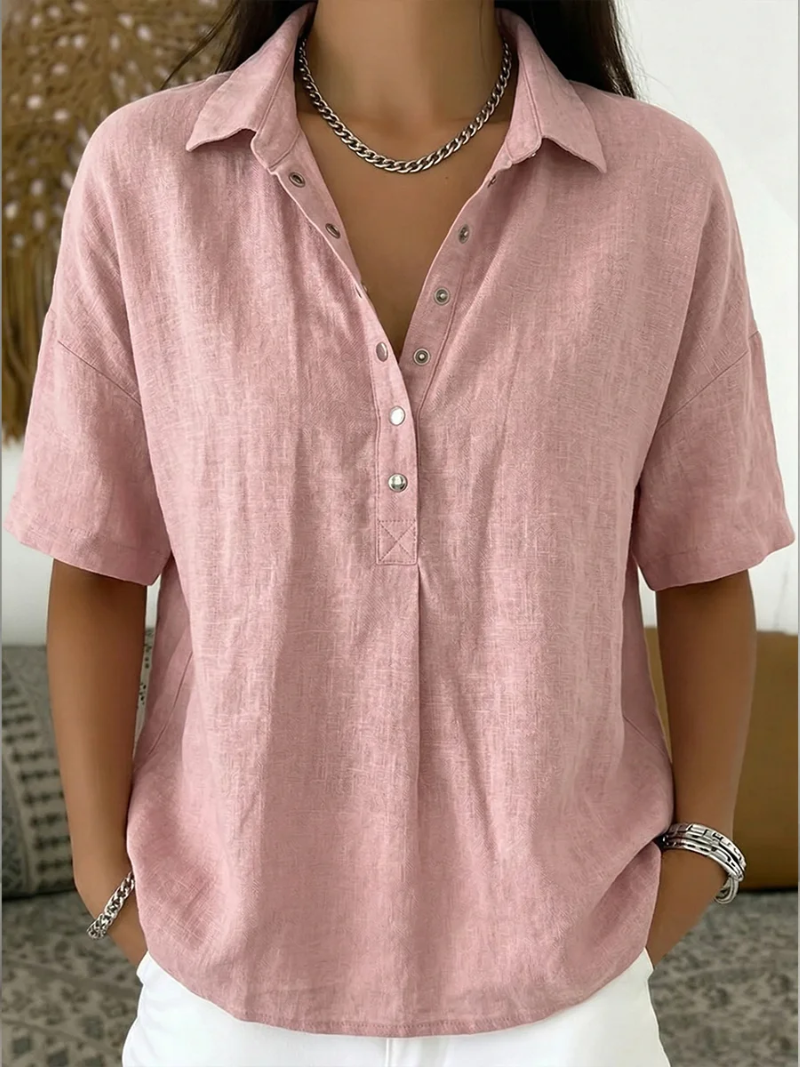 Claire | Blouse Élégante avec Col et Détails Boutonnés