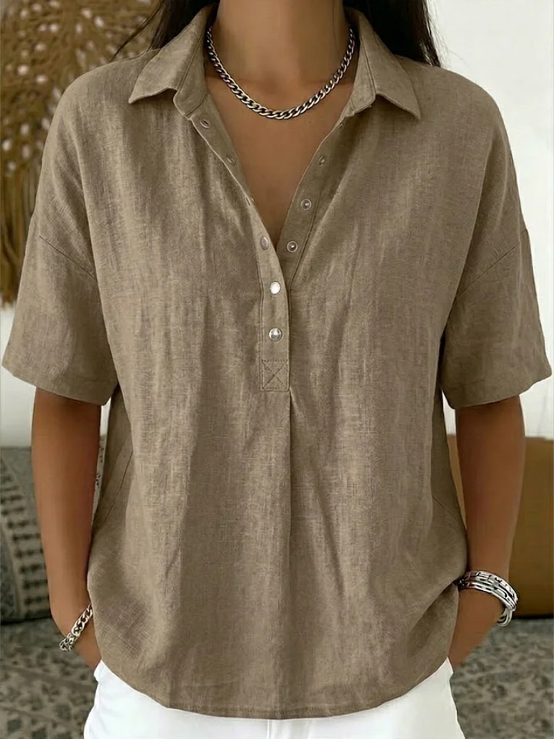 Claire | Blouse Élégante avec Col et Détails Boutonnés
