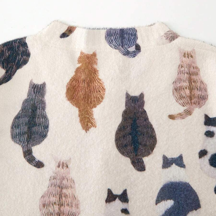 Marilyn | Cardigan à Motif de Chats Doux