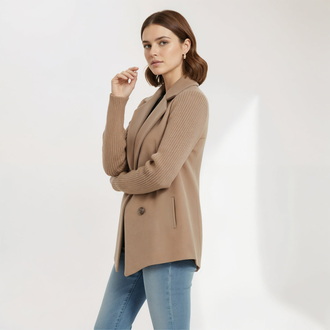 Sasha | Veste blazer décontractée en tricot côtelé