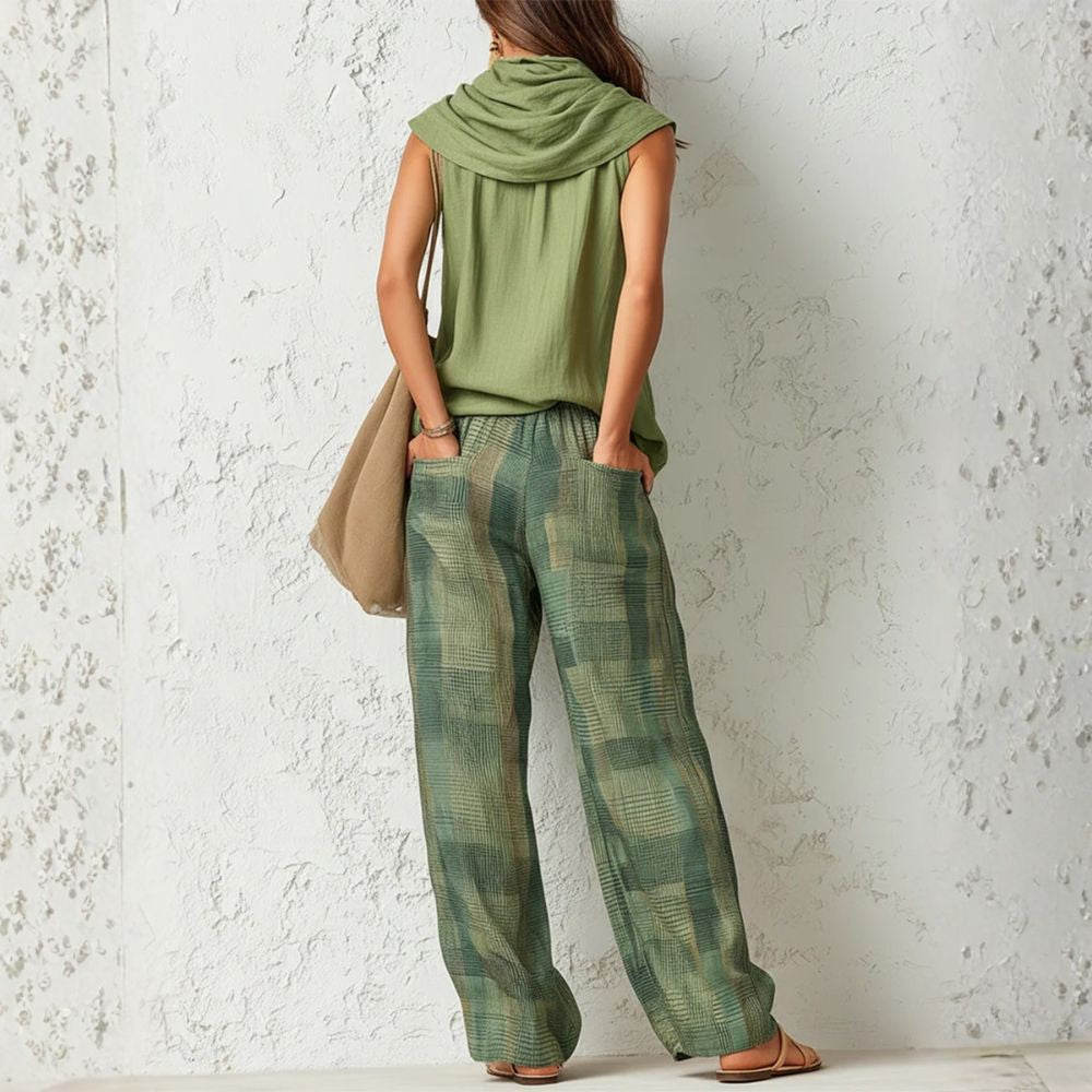 Jade | Ensemble deux-pièces haut sans manches et pantalon à carreaux