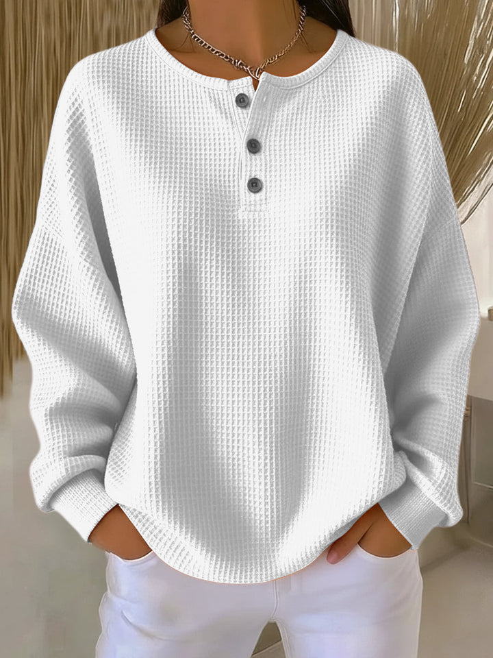 Anne | Henley en Tricot Waffle Confortable