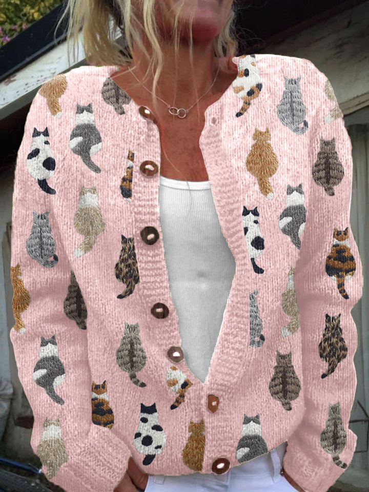 Charlotte™ | Cardigan Imprimé Chat Douillet