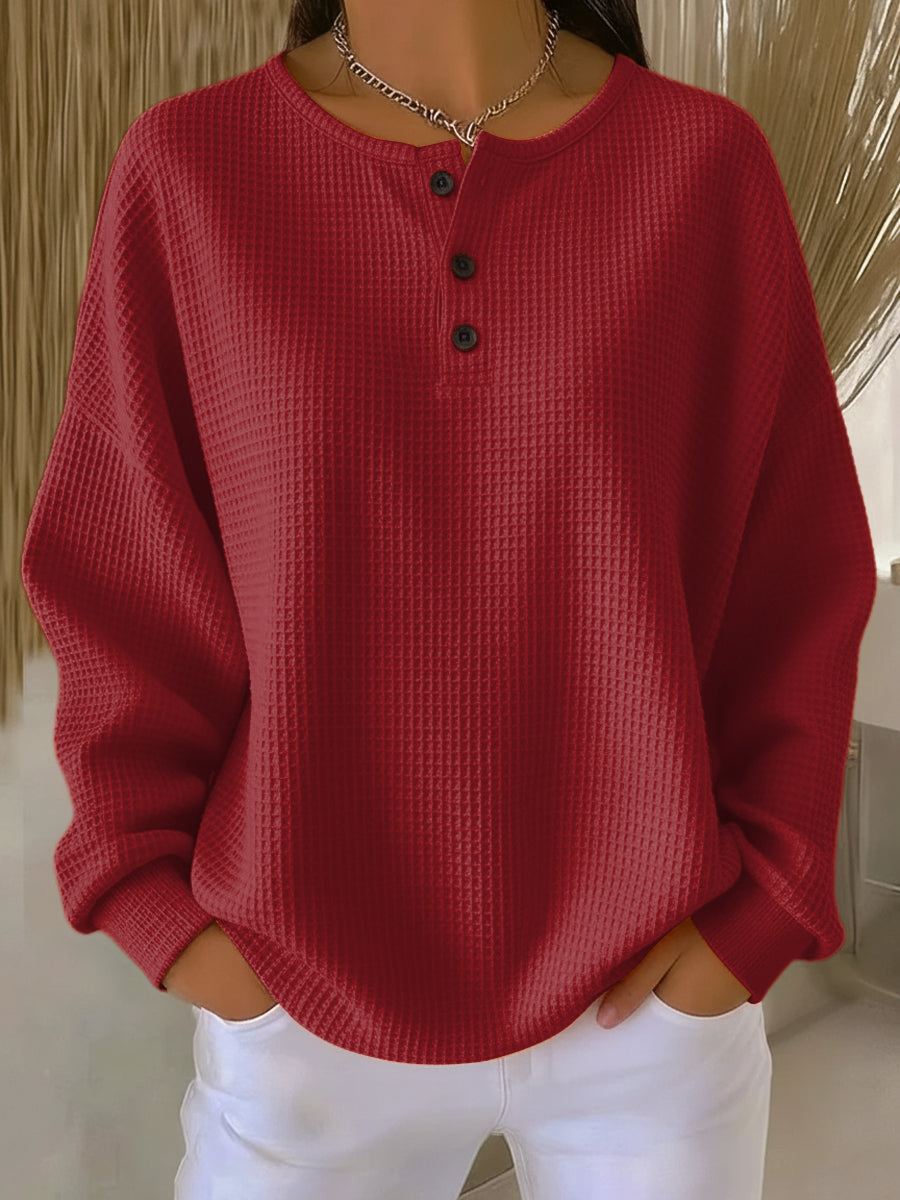 Anne | Henley en Tricot Waffle Confortable