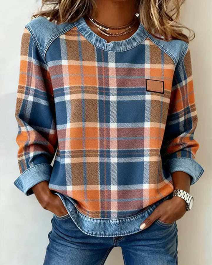 Sweat à la mode avec patchwork à carreaux